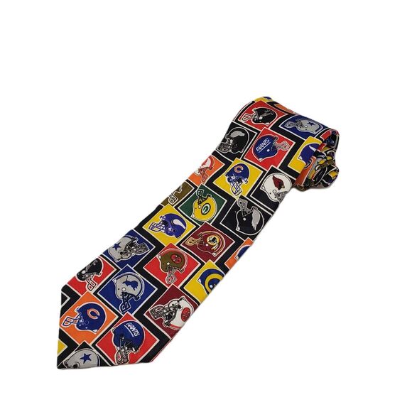 Vintage Surrey NFL Team Helmet Tie Mens Multi NFC Cowboys Eagles 49ers - Picture 1 of 5